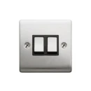 Designa 23S522B 2 Gang 2 Way 10AX Plate Switch Satin Steel with Black Insert