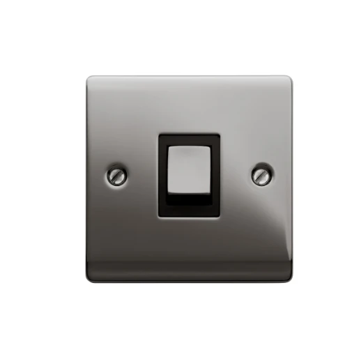 Designa 24S513 Plate Switch 1 Gang Intermediate 10AX Black Nickel with Black Inserts