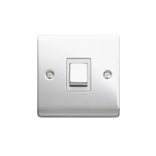Designa 22S513 Plate Switch 1 Gang Intermediate 10AX Polished Chrome With White Insert
