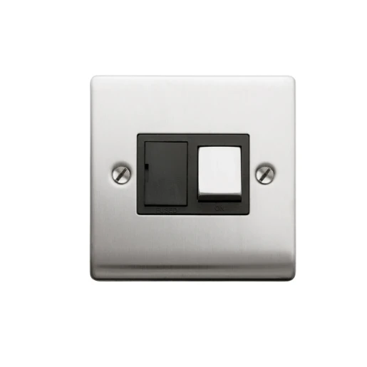 Designa 23SPU13B 1 Gang 13A Switched Fused Spur Connection Unit Satin Steel with Black Insert