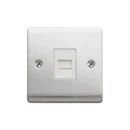 Designa 23SECTEL 1 Gang Secondary Telephone Socket Satin Steel with White Insert