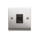 Designa 23MASTELB Master Telephone Socket 1 Gang - Satin Steel with Black Insert