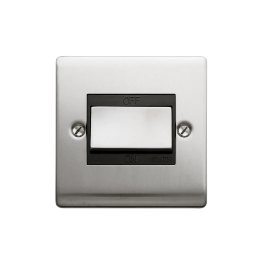 Designa 22S5FSB 1 Gang Triple Pole Fan Isolator Switch - Satin Steel With Black Insert