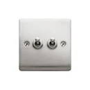 Designa 23D522 2 Gang 2 Way 10AX Plate Dolly Switch Satin Steel