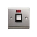 Designa 23S20LB 20A 1 Gang Double Pole Switch Satin Steel With Black Insert With Neon