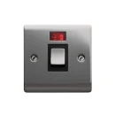 Designa 24S20L 20A 1 Gang Double Pole Switch Black Nickel With Black Insert c/w Neon