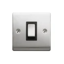 Designa 23S451B 1 Gang 45A Double Pole Switch - Satin Steel with Black Insert