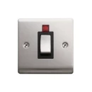 Designa 23S451LB 1 Gang 45A Double Pole Switch Satin Steel with Black Insert and Neon