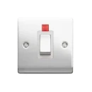 Designa 22S451L 1 Gang 45A Double Pole Switch Polished Chrome with White Insert and Neon