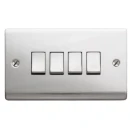 Designa 23S542J Plate Switch 4 Gang 2 Way 10AX - Satin Steel