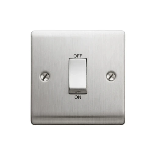 Designa Curve 1-Gang Full Metal Jacket Decorative Switch 2-Pole 45A Satin Steel