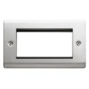 Designa 23FAC4MODB 2 Gang 4 Euro Module Grid Plate Satin Steel Black Insert