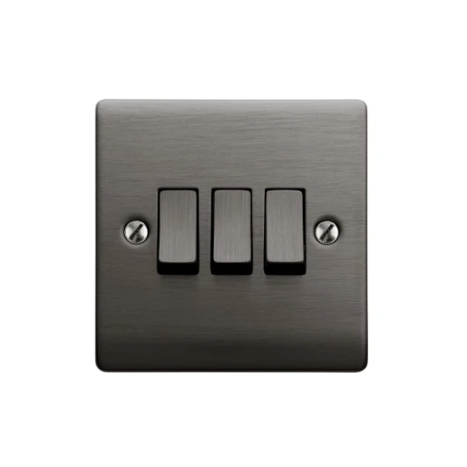 Designa 25S532J 3 Gang 2 Way 10AX Plate Switch Graphite