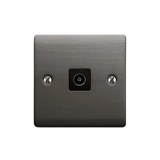 Designa 25TV1 1 Gang Non-Isolated Coaxial TV Socket - Graphite With Black Insert