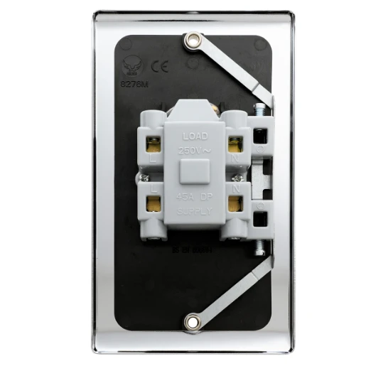 Designa 22S452VLJ Vertical 2 Gang 45A Double Pole - Polished Chrome with Neon
