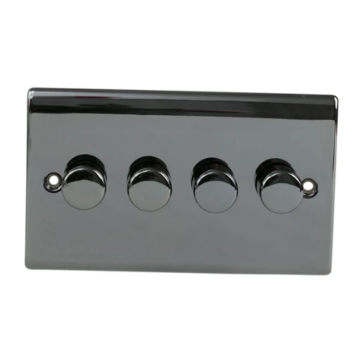 Designa 24DIM4004 4 Gang 2 Way 400W Push Dimmer Switch Black Nickel