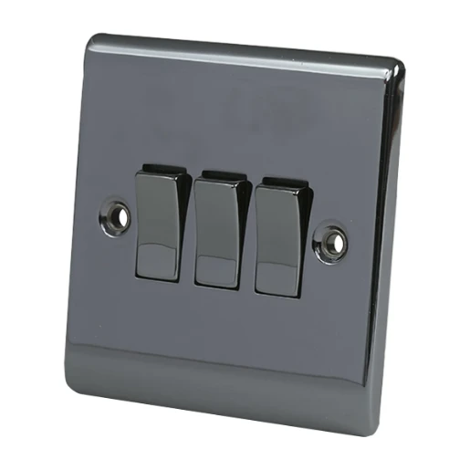 Designa 24S451L 1 Gang 45A Double Pole Switch Black Nickel with Black Insert c/w Neon