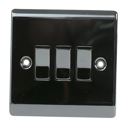 Designa 24S451L 1 Gang 45A Double Pole Switch Black Nickel with Black Insert c/w Neon