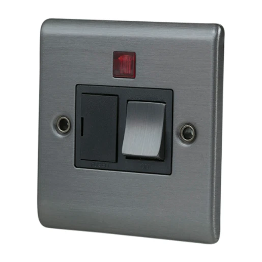 Designa 25SPU13L 1 Gang 13A Switched Fused Spur Connection Unit Graphite with Black insert c/w Neon