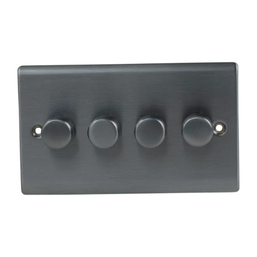 Designa 25DIM4004 4 Gang 2 Way 400W Push Dimmer Switch Graphite