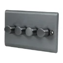 Designa 25DIM4004 4 Gang 2 Way 400W Push Dimmer Switch Graphite