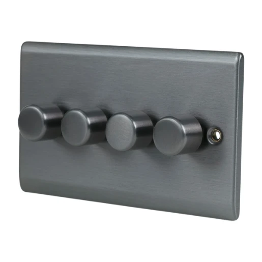 Designa 25DIM4004 4 Gang 2 Way 400W Push Dimmer Switch Graphite