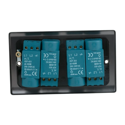 Designa 25DIM4004 4 Gang 2 Way 400W Push Dimmer Switch Graphite