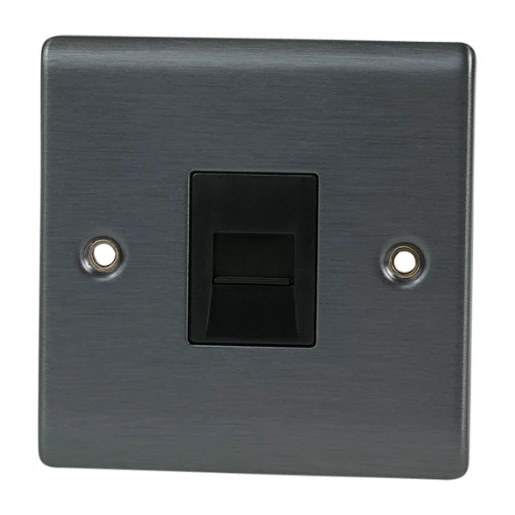 Designa 25MASTEL 1 Gang Master Telephone Socket Graphite with Black Insert