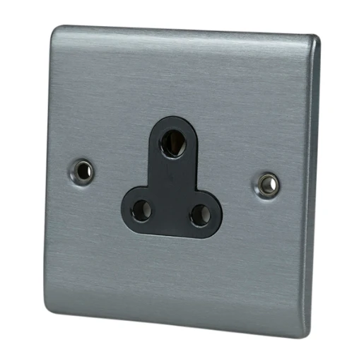 Designa 25S051UN Unswitched Single Socket 1 Gang 5A - Graphite with Black Insert