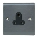 Designa 25S051UN Unswitched Single Socket 1 Gang 5A - Graphite with Black Insert