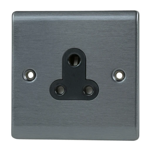 Designa 25S051UN Unswitched Single Socket 1 Gang 5A - Graphite with Black Insert