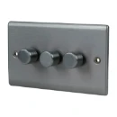 Designa 25DIM4003 3 Gang 2 Way 400W Push Dimmer Switch Graphite