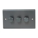 Designa 25DIM4003 3 Gang 2 Way 400W Push Dimmer Switch Graphite
