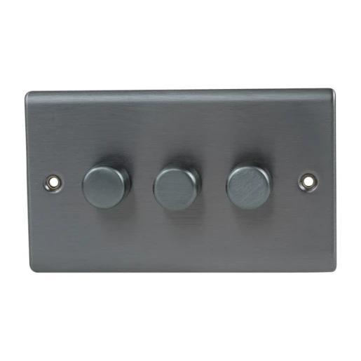 Designa 25DIM4003 3 Gang 2 Way 400W Push Dimmer Switch Graphite