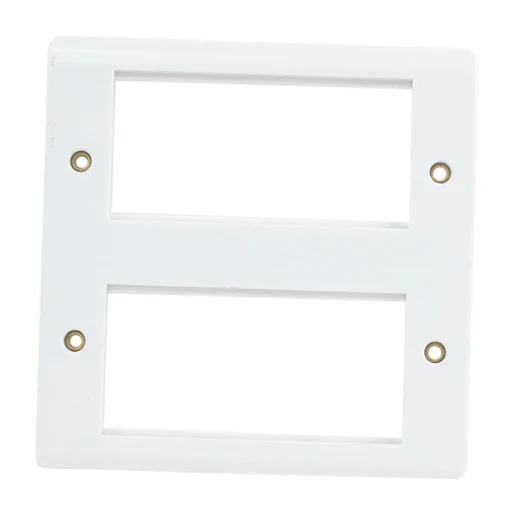 White Moulded 8 Euro Mod Double Grid Face Plate