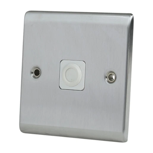 Designa 23FOP25 Flex Outlet Plate 1 Gang 25A - Satin Steel with White Insert