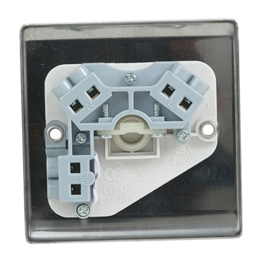 Designa 23FOP25 Flex Outlet Plate 1 Gang 25A - Satin Steel with White Insert