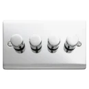 Designa 22DIM4004 Push Dimmer Switch 4 Gang 2 Way 400W - Polished Chrome