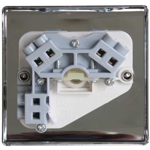 Designa 22FOP25 1 Gang 25A Flex Outlet Plate Polished Chome with White Insert