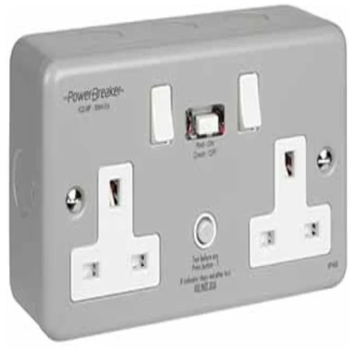 Socket RCD Twin Switched 30Ma Metal Passive