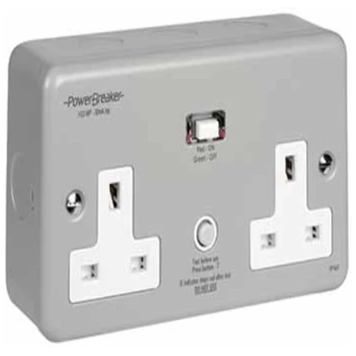 Socket Twin Passive RCD Double 30Ma Metal