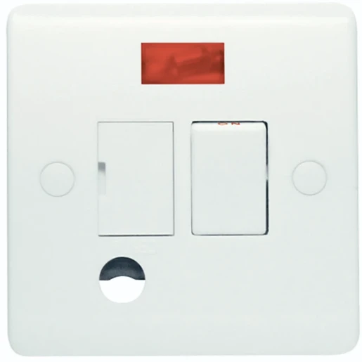 Designa 21SPU13LF 13A Switched Fused Spur Connection Unit White With Neon Indicator & Flex Outlet