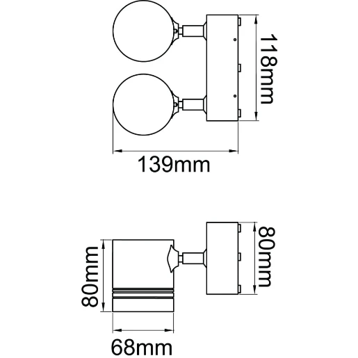 Spotlight Sevas Wall Twin GU10 2X50W Anthra IP55 W/O/Lamp
