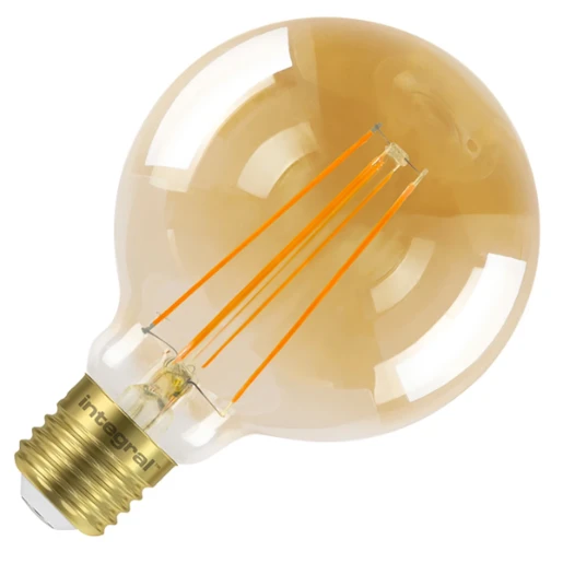 5W E27 Filament 95Mm Globe 380Lm Dimmable 1800K Amber