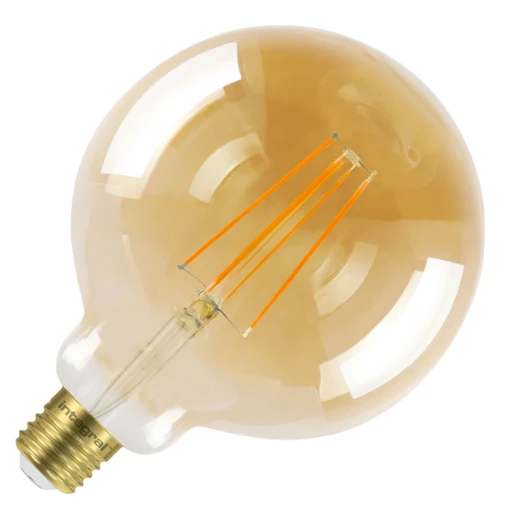 5W E27 Filament 125Mm Globe 380Lm Dimmable 1800K Amber