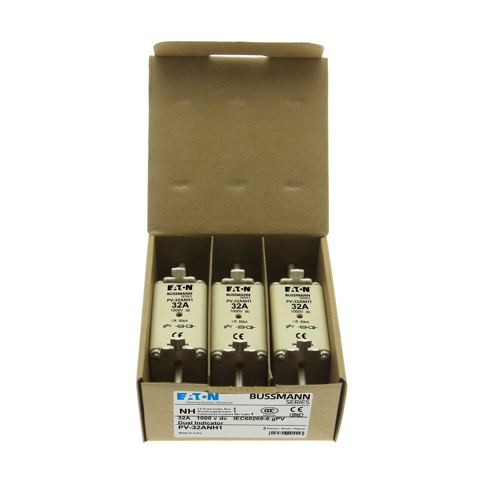 3038724 - Eaton FUSE 32A 1000V DC PV SIZE 1 DUAL IN