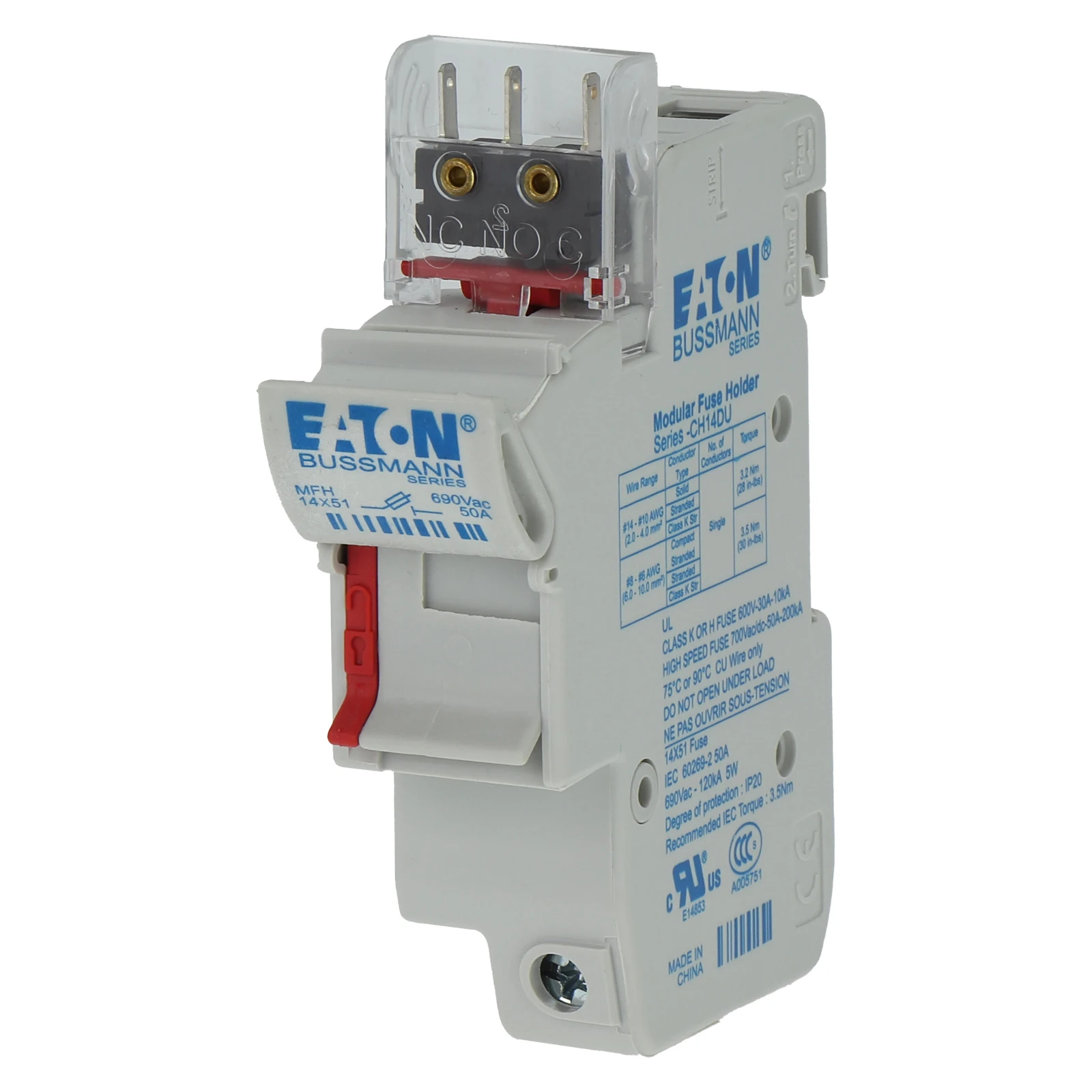 2262176 - Eaton 1P 14x51  Micro Switch Fuse Holder