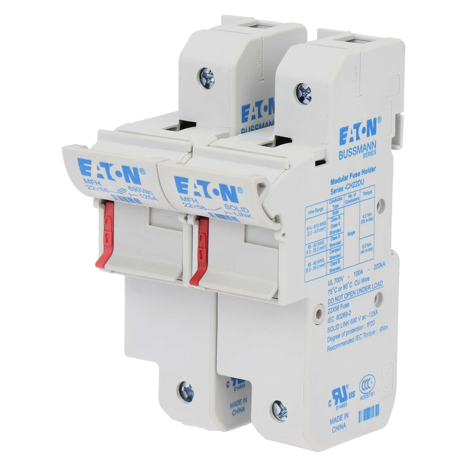 2262197 - Eaton 1P+N 22x58 Fuse Holder