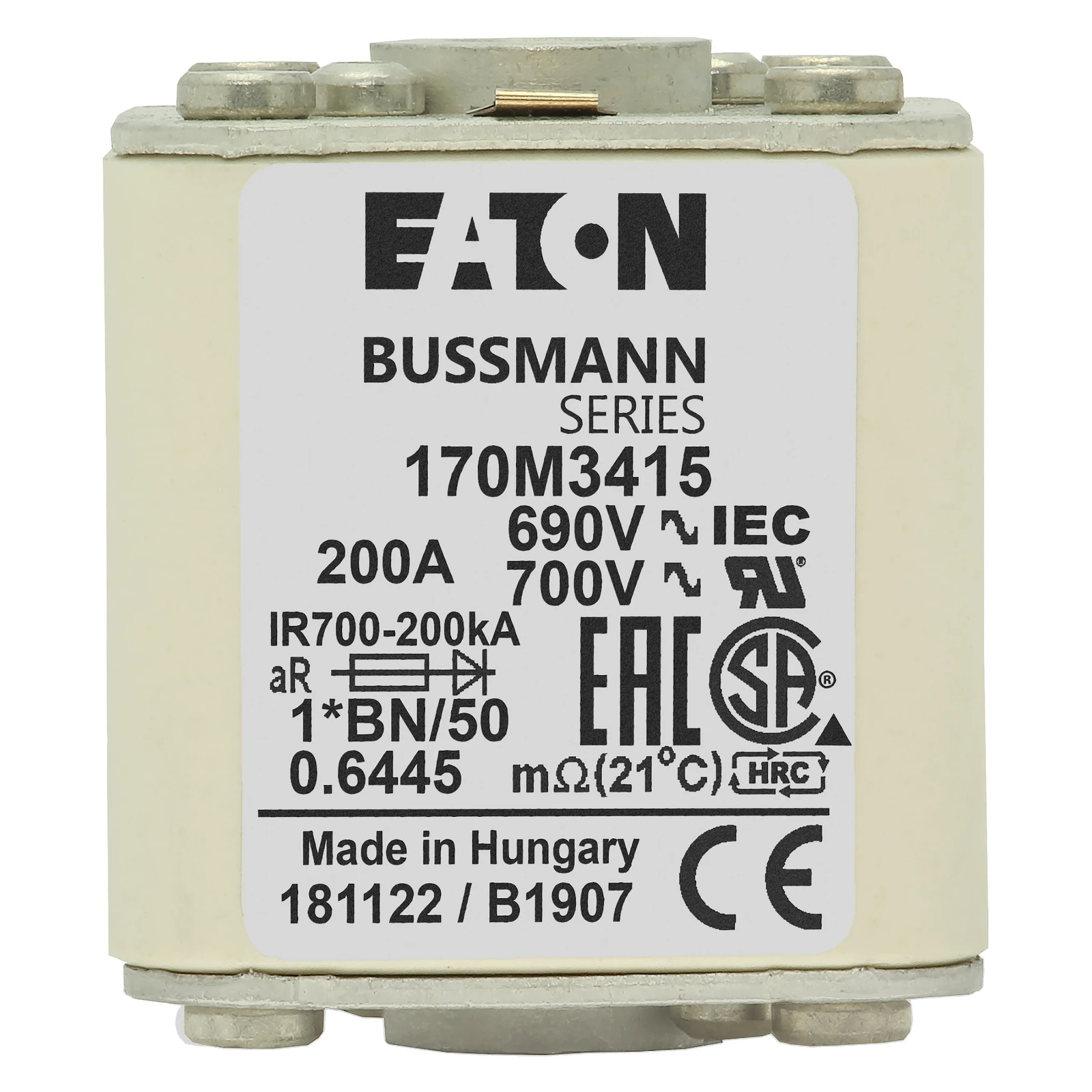 2537988 - Eaton FUSE 200A 690V 1*BN/50 AR UC