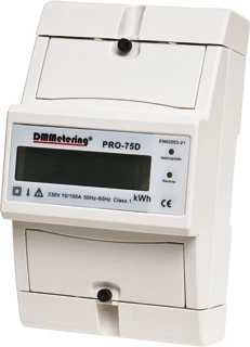 DM Metering Elektriciteitsmeter kWh 1p 10-100A 75mm LCD